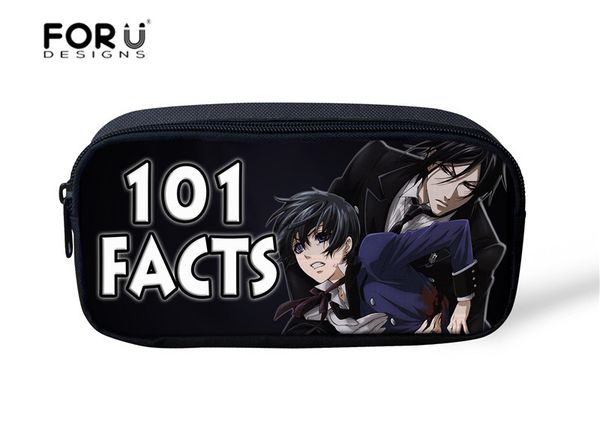 

forudesigns cosmetic bag case black butler printing functional makeup bag organizer necessarie pencil bags japanese boys girls
