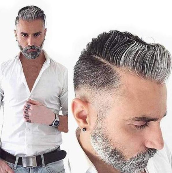 Eversilky Grey Toupee for Men Hairpieces Fine Mono Men's Toupee Virgin Human Hair