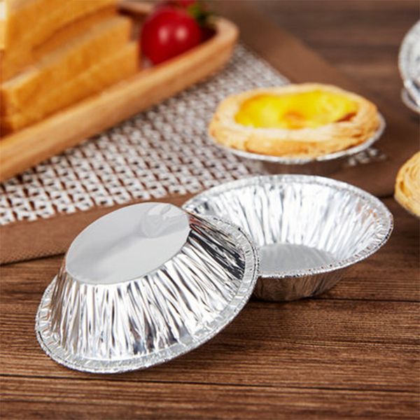 

50/100/150 pcs disposable tin foil egg tart die aluminum foil egg tart base cup with bakeware baking tool