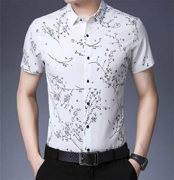 

Summer Floral Printed Mens Polo Fashion Lapel Neck Short Tees Casual Slim Mens Tees