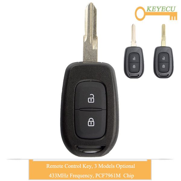 

keyecu remote control car key for sandero dacia logan dokker duster trafic clio 4, fob 2 button - 433mhz - pcf7961m chip