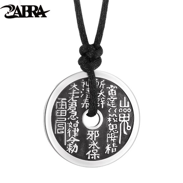 

zabra authentic 925 sterling silver round chinese coin pendant for men vintage punk rock thai silver handmade jewelry