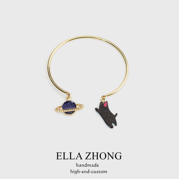 

export japanese-style planet cat astronauts bracelet. japanese-style super fairy dream girl heart ins sweet fresh bracelet, Black