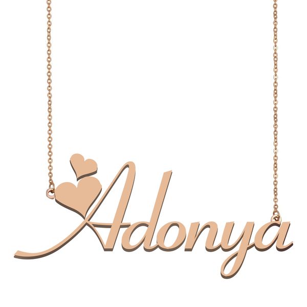 

adonya name necklace pendant for women girls birthday gift custom nameplate children friends jewelry 18k gold plated stainless steel, Silver
