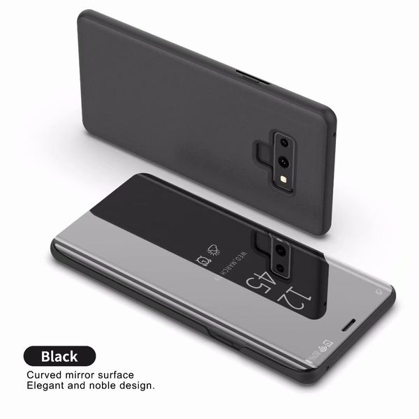 PU Deri Standı Ayna Flip Case Samsung Galaxy Not Için 9 S9 S9 + S10 S10 Artı Note8 S8 S8 + S7 S7 Kenar