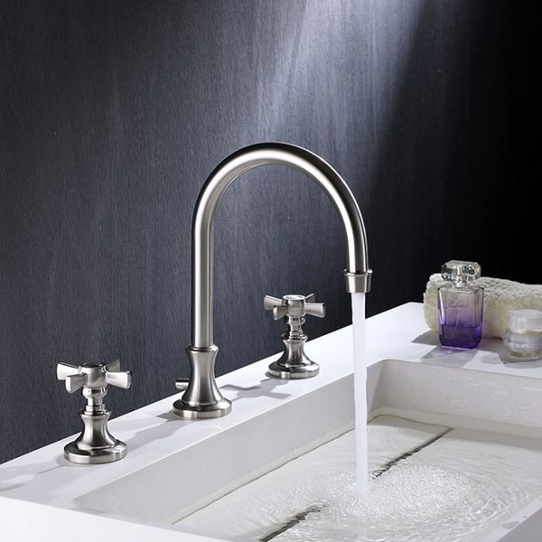 

bathroom faucet basin water tap hand twist double cross handle sink & faucet sets