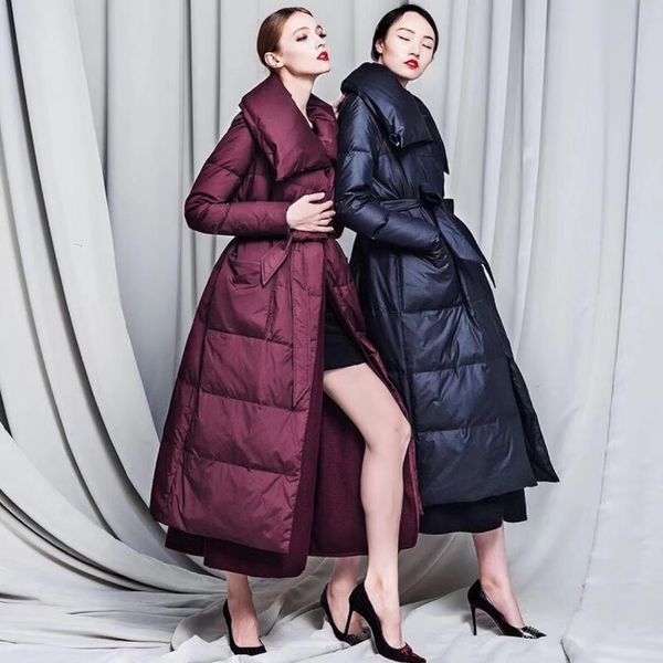 

winter new fashion brand woolen lining inside stitching duck down coat female fake two pieces warm duck down jacket wq594, Black
