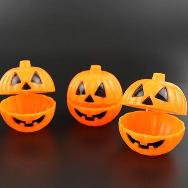 

orange pumpkin bucket halloween props table ornaments mini funny articles trick treat candy box case with cover an2669