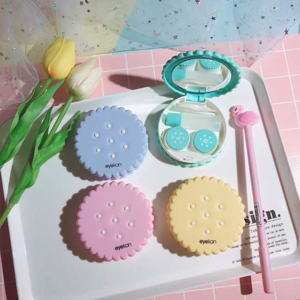 

girl heart hipster cute round sesame biscuit style pupil biscuit storage box invisible glasses myopia dual storage box