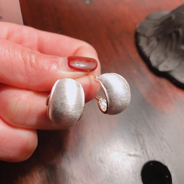 

925 sterling silver exaggerated cambered surface hoop earring gold side line big earring minimalist dainty gift for her, Golden;silver