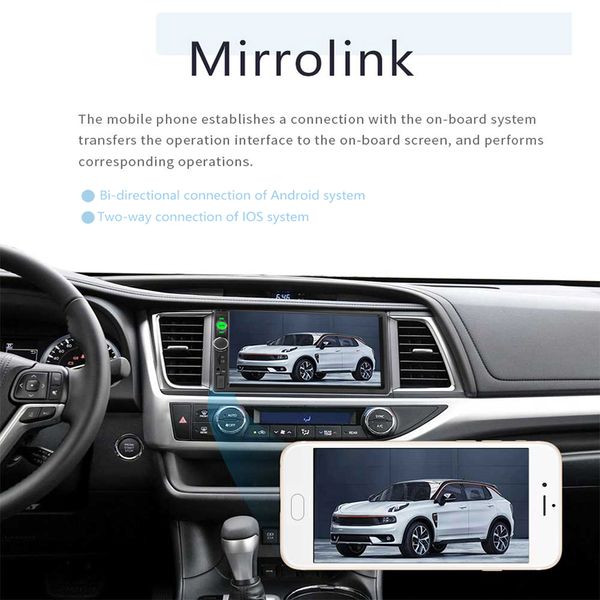 

7" hd touch screen multimedia mp5 player 2 din car radio mirror link auto radio bluetooth car stereo rear view camera