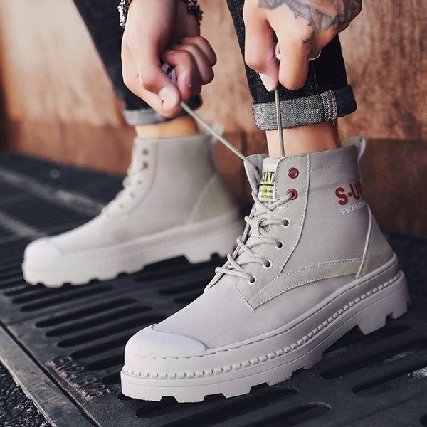 

men ankle boots low heels casual shoes male man shoe men's gladiator lace up canvas pu booties sapato feminino chaussure c01989, Black