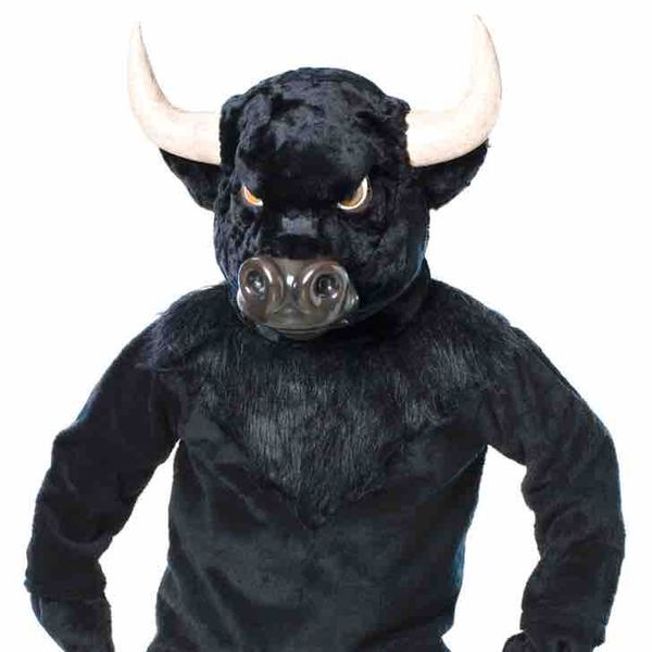 

custom black bull mascot costume ing, Red;yellow