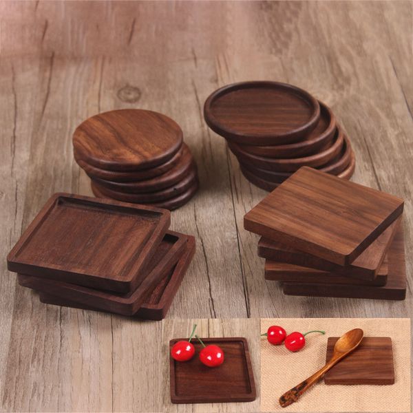 

деревянные маты coaster изоляции для черного квадрата walnut в тарелках кухни главного бар инструментах hh9-2280