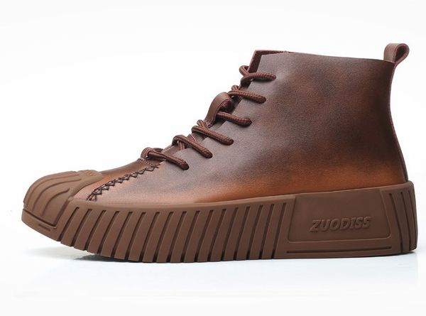 

new leather casual shoes designer sneakers men flat shoes genuine leather fashion black brown boot