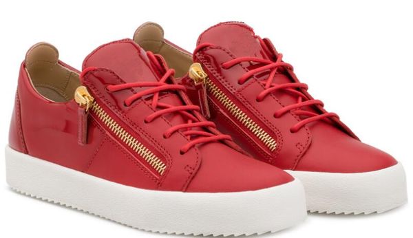 

2019 Italy Luxury Casual Shoes Color Matching Zipper Men Women Low Top Flat Shoes Genuine Leather Mens Shoes Designer Sneakers free shipping