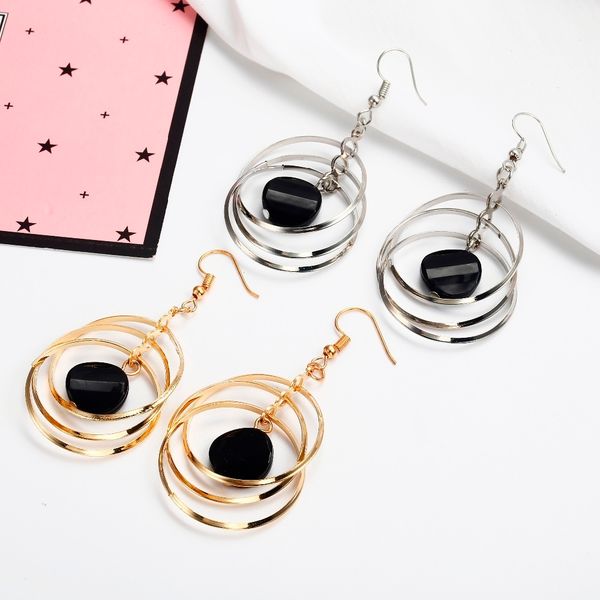 

E059 Rock Punk Big Round Geometric Drop Metal Long Dangle Earrings For Women Bohemian Party Exaggerated Fashion Jewelry