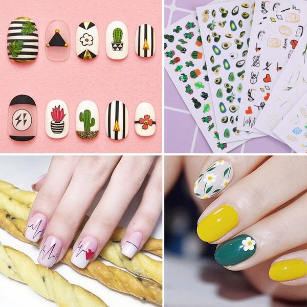 

mixed design new nail art sticker nail clippers summer fruit patch, Black