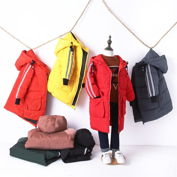 

Down Parkas children Down jacket Winter big children baby girl boy long section warm jacket loose thicken zipper soft Clothing