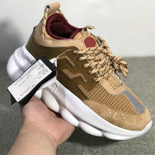 

2019 New Fashion Chain Reaction Mens Women Shoes Cheap Top Quality Black White Red Trainers Lightweight Link-Embossed Luxury Casual Shoe