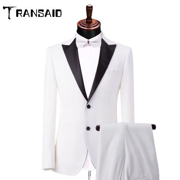

men's suits & blazers two-piece mens suit set white wedding groom burgundy lapel party dress stage singers designs costume coat pant, White;black