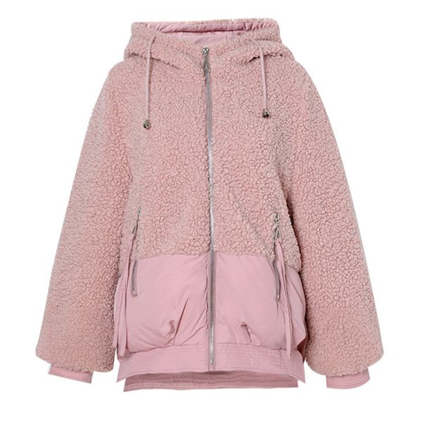 

pink/yellow/white color thick women jacket long sleeve solid cotton coat casual winter ladies jackets warm zipper female outwear, Black