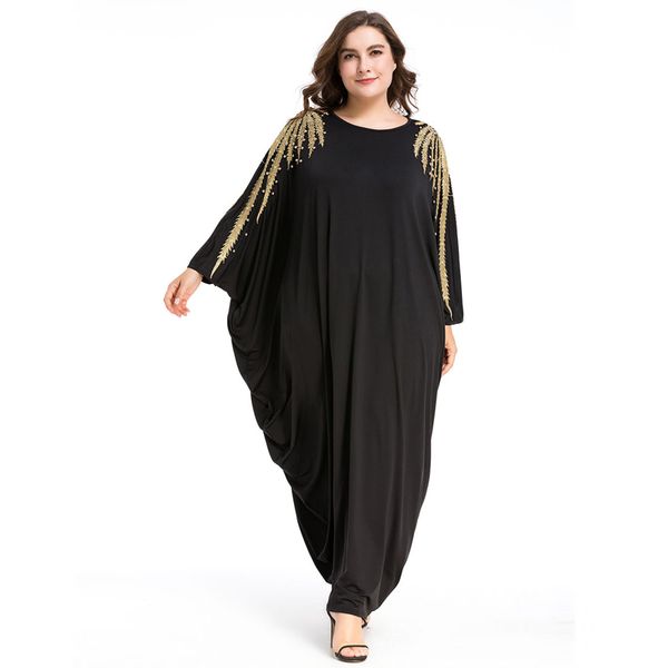 

plus women beading long sleeve muslim arabic dress turkish gown dubai moroccan kaftan islamic abaya ramadan clothing jalabiya, Red