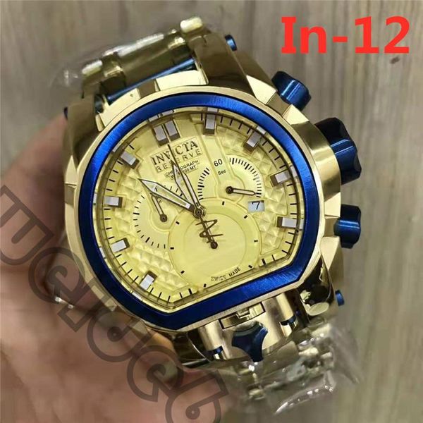 

Men 039 fa hion invicta watch full function large dial tainle teel double movement quartz watch