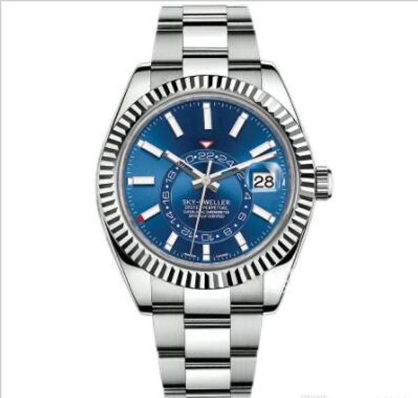 

роскошные часы новые мужские автоматические механические календарь 42mm часы из нержавеющей стали sky-dweller gmt мужской светящаяся бизнес, Slivery;brown