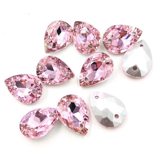 

luxury diamond 10x14/13x18mm water drop pink glass crystal pointback double hole sew on rhinestones diy dress wedding accessories, Black
