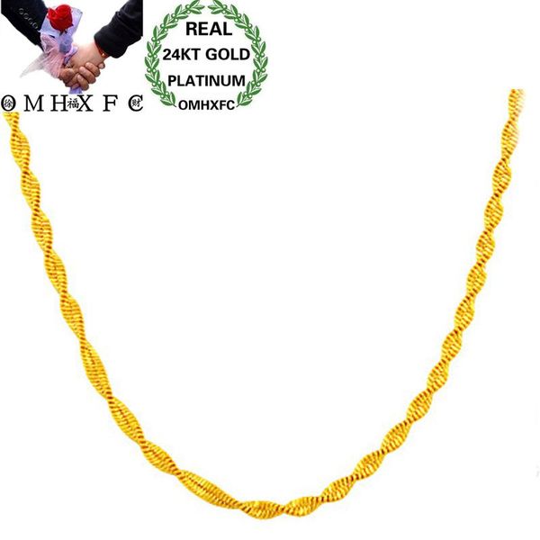 

omhxfc wholesale european woman female party wedding gift long 45cm wide 2mm wave real 18kt or 24kt gold chain necklace nl83, Silver