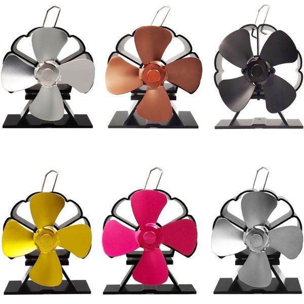 

капля shipwholesale 4 лезвия мини тепло powered камин плита вентилятор алюминий тихий экологичный вентилятор nov.21