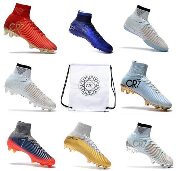 

новые 2019 cr7 бутсы размер 35-45 mercurial superfly v ag fg футбол обувь мужские женские детские открытый футбол бутсы сумка и