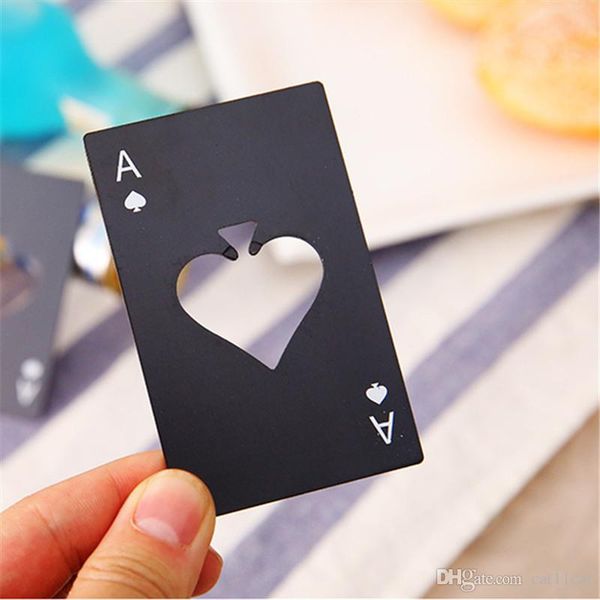 

poker card beer bottle opener stainless steel wedding party banquet gift souvenirs kitchen dining bar tools table decor favors black dhl