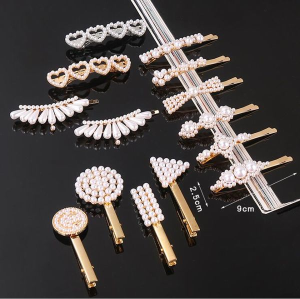 

fashion women girls pearl metal hair clip barrette stick hairpin bobby jewelry styling tools hair accessories, Slivery;white