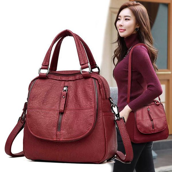 

new pu leather multipurpose backpack shoulder bag zipper for mobile phone keys travel mv66