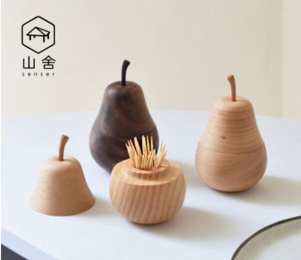 

toothpick holders pear table decoration box individual creativity lovely boxes household restaurant wooden fruit fork accessories ornament