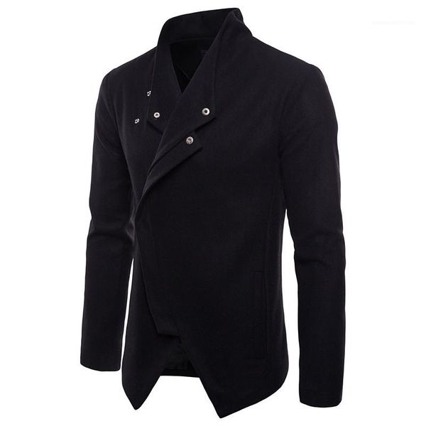 

color stand collar long sleeve mens coats casual split male outerwears designer mens jackets spring solid, Black;brown