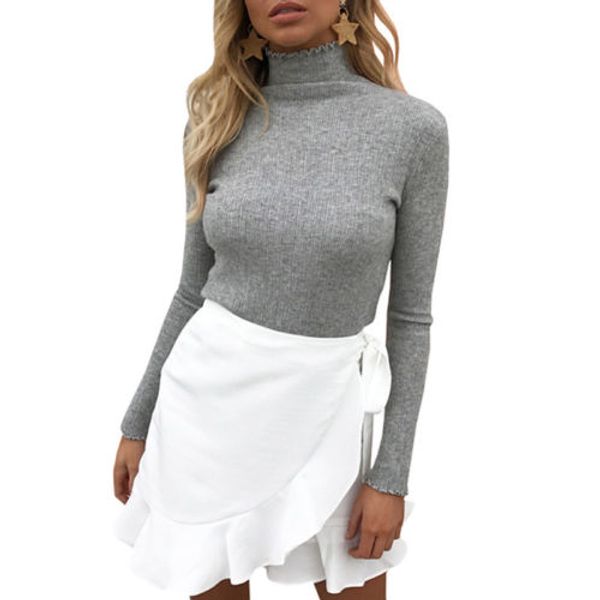 

autumn winter sweater women turtleneck knitwear long sleeve v neck skinny pullover jumper outwear, White;black