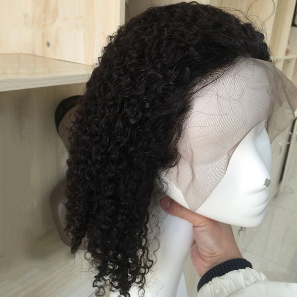 

бразильские кудрявые вьющиеся 100% парики из человеческих волос с предварительно сорванными волосами боб кудрявые передние и полные парики д, Black;brown