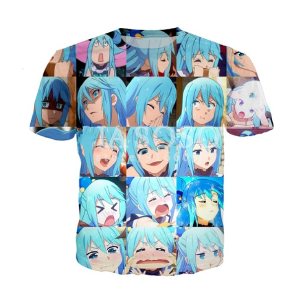 

2019 fashion anime konosuba megumin kawaii t-shirt tee 3d printed couple summer short sleeve hip hop t shirt q729, White;black