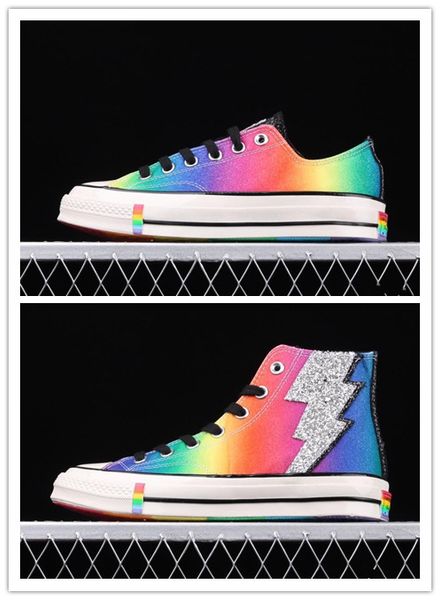

all size canvas pride chuck star laser rainbow high&low sneakers men and women classic canvas shoes flats outdoor sport shoes, White;red