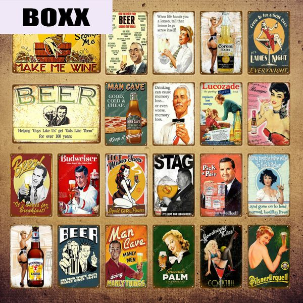 

cocktail wine beer metal signs vintage poster wall sticker for pub bar party home decoration iron painting man cave decor yi-021