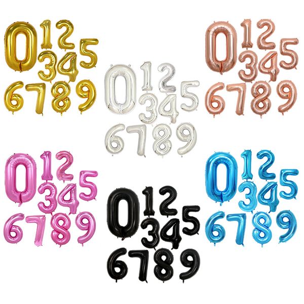 

32 Inch Helium Air Balloon Number Letter Shaped Gold Silver Inflatable Ballons Birthday Wedding Decoration Event Party Supplies OOA2647