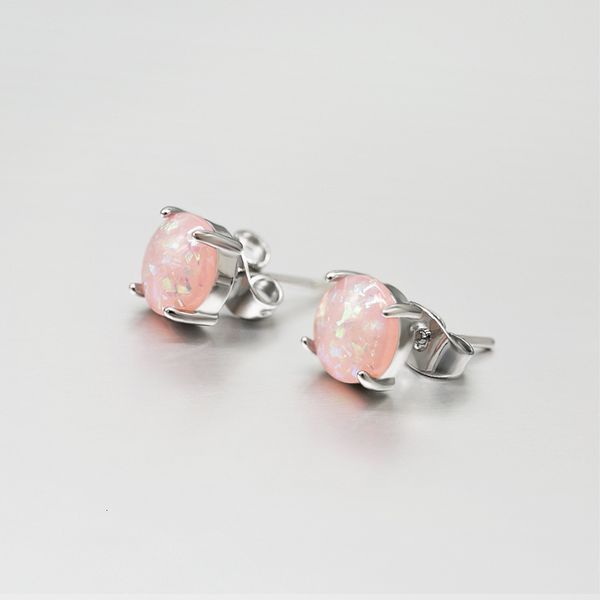 

round fire opal stud earrings fashion jewelry for women cute opal beads ball earrings birthday gifts, Golden;silver