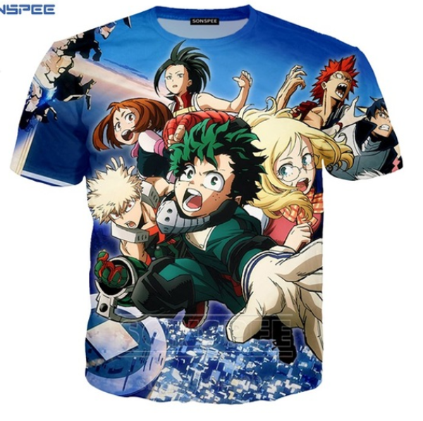

anime my hero academia t shirt men women anime sweatshirt 3d print bakugou katsuki all might short sleeve hip hop pullover q1183, White;black