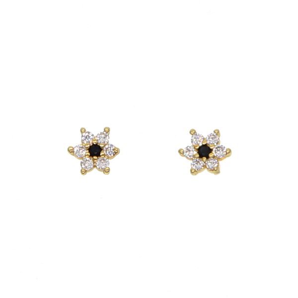 

cute lovely girl earring factory wholesale promotion jewelry 5mm tiny cz flower white black cz minimal adorable tiny studs for girl