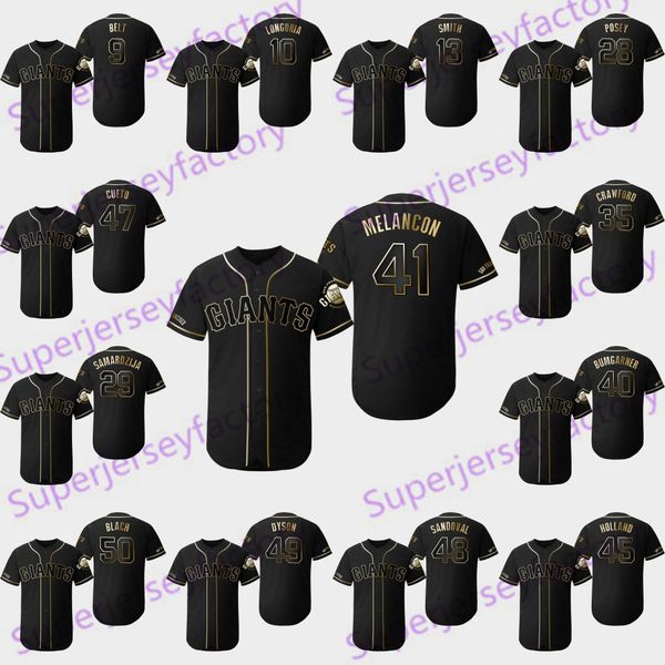 

San Francisco 2019 Golden Edition 35 Brandon Crawford Jersey Brandon Belt Joe Panik Will Smith Jeff Samardzija Johnny Cueto Baseball Jerseys