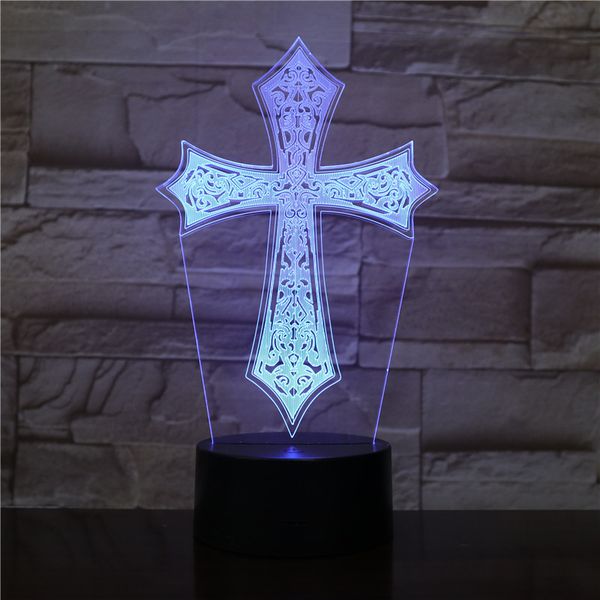 

3d lamp cross present for christian bright base 2019 selling touch sensor led night light lamp for indoor decoration