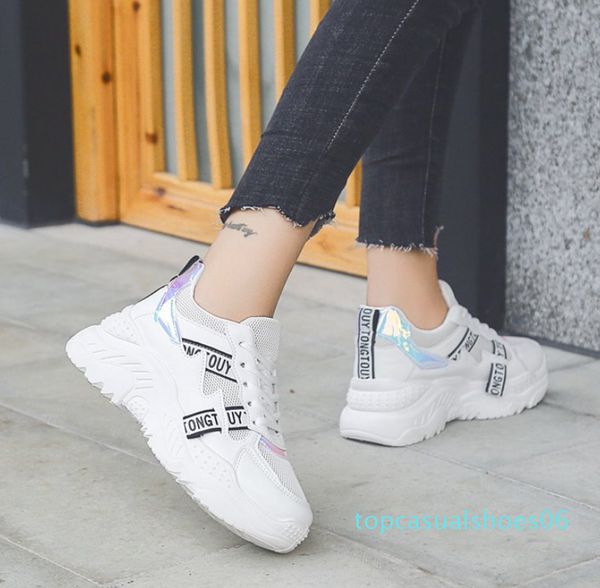 

women platform chunky sneakers lace-up casual vulcanize shoes luxury designer old dad female fashion sneakers 35-41 t06 t06, Black